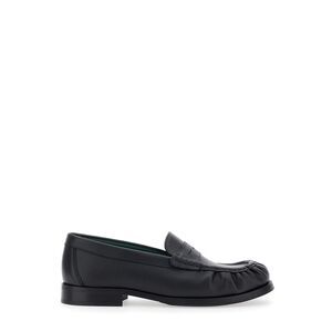 Vinny's Men 'Ogee' Black Loafers With Almond Toe In Grained Leather Man